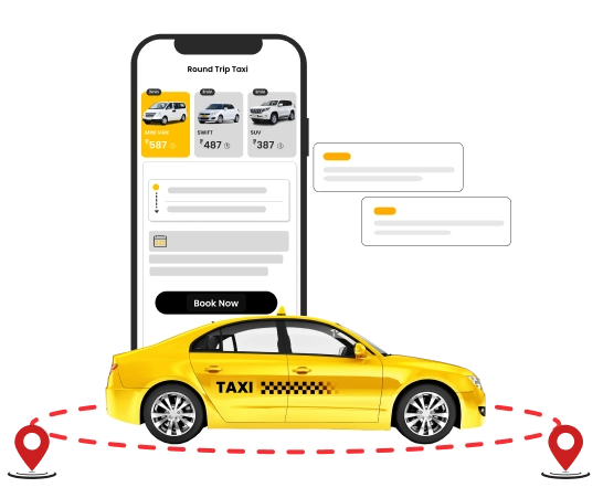 Best Round Trip Car & Bus Booking For Outstation Trips Book your round-trip taxi with ease, enjoy a comfortable and reliable ride, anytime, anywhere.