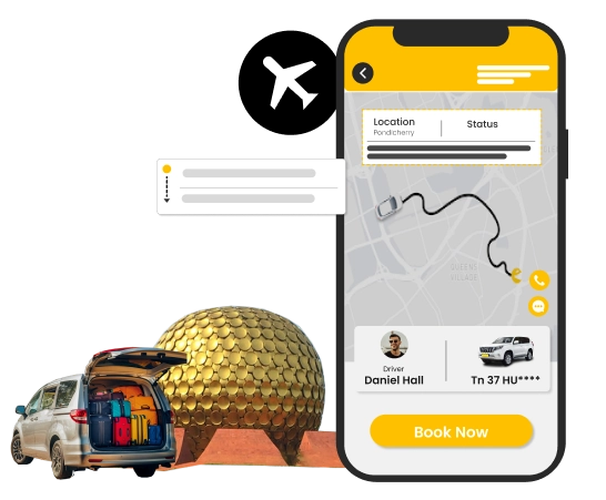 Book Pondicherry Cabs Online with Real-Time Tracking Top-rated taxi service in Pondicherry with live tracking driver info and easy booking book today.